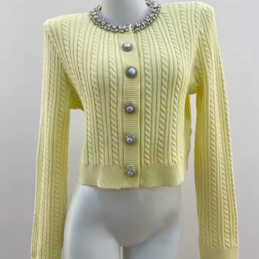Elegant Yellow Cable Knit Sweater